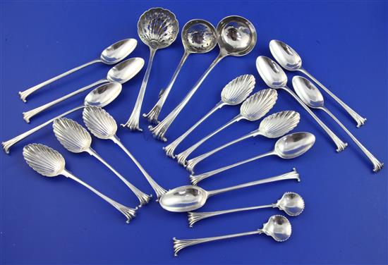 A small quantity of George III and later silver Onslow pattern flatware, 10.5 oz.